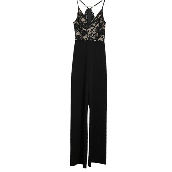 Windsor Black Halter Lace Top Pant Jumpsuit - Picture 2 of 9